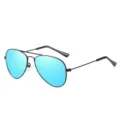 Occhiali da sole aviatore polarizzati per bambini con montatura nera e lenti azzurre. - Montatura nera con specchio blu C2