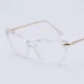 Clear resin cat-eye eyeglass frame with slim gold metal temples for women and men daily wear. - Clear Frame Clear Lens C6