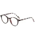 Occhiali luce blu con montatura rotonda tartarugata, leggeri ed eleganti da vista. - Leopardo Bianco C6