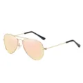 Occhiali da sole aviatore polarizzati in metallo per bambini rosa sfumato retro. - Montatura dorata con specchio rosa C4