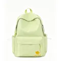 Nylon large capacity casual backpack for students, minimalist green school bag with embroidery. - Green