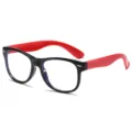 Kids stylish anti-blue light glasses black frame red temples clear lens for daily use - Black Frame Red Leg