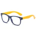 Kinder Blaulichtfilter Brille blau gelb TR90 flexible Bügel stilvolle Optik Brillen - Navy Rahmen Gelbe Beine