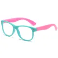 Türkisfarbener Rahmen rosa Bügel Blaulichtfilter Kinderbrille, stilvolle und bequeme Brille. - Cyan Rahmen Rosa Beine
