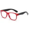 Kinder Blaulichtfilter Brille mit rotem Rahmen und schwarzen Bügeln für den Alltag Schutz. - Roter Rahmen Schwarze Beine