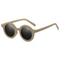 Occhiali da Sole rotondi per Bambini Colore Crema Elegante Protezione UV Esterno Variante - Stile Bambini (C4) / Montatura Grigia / Lenti Nero Grigio