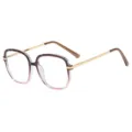 Fashion gradient vintage crystal multi-faceted metal temple blue light blocking glasses - Tea Pink Gradient Gold Leg C3