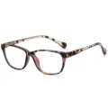 Stylish tortoiseshell blue light blocking glasses with flexible spring temples for daily wear. - White Leopard C2