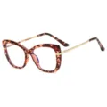 Fashion cat-eye anti-blue light glasses with tortoise shell frame and metal temples. - Floral Frame Gold Legs Anti-Blue Light (C3)