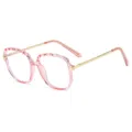 Pink multi-faceted crystal optical glasses frame with gold metal temples for women. - Transparent Pink C5