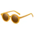 Occhiali da sole rotondi per bambini crema giallo stile alla moda protezione solare esterno neonato - Stile Bambini (C9) / Montatura dorata lenti tè
