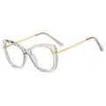 Transparent Grey Anti-Blue Light Glasses Trendy Geometric Frame Women Optical Eyewear - Transparent Gray Gold Legs Anti-Blue Light (C4)