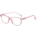 Pink translucent square blue light blocking glasses with spring temples for daily use. - Transparent Pink C4