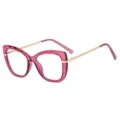 Lunettes anti-lumière bleue pour femmes au design œil-de-chat tendance avec branches dorées. - Rouge Violet Transparent Branches Dorées Anti-lumière Bleue (C5)