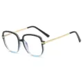 Occhiali Luce Blu Gradiente Cristallo Taglio Retro Astine Metallo Montatura Moda - Nero Blu Sfumato C6