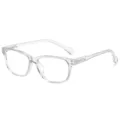 Clear transparent TR90 optical frame glasses with spring hinges, stylish square anti-blue light eyeglasses. - Clear Transparent C5