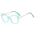 Lunettes anti-lumière bleue bleues transparentes avec branches en métal doré pour femmes. - Bleu Transparent Branches Dorées Anti-lumière Bleue (C6)