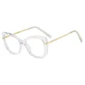 Lunettes anti-lumière bleue femme monture transparente et design géométrique chic. - Blanc Transparent Branches Dorées Anti-lumière Bleue (C7)