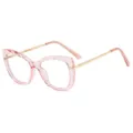 Lunettes anti lumière bleue transparentes roses femme montures optiques TR90 style élégant - Rose Transparent Branches Dorées Anti-lumière Bleue (C8)