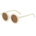 Occhiali da Sole Bambini Montatura Tonda Crema Protezione UV Estate Nuovo Stile - Stile Adulti (C17) / Montatura Bianco Latte Lenti Tè