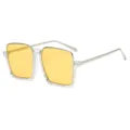 Grandes lunettes de soleil carrées avec monture transparente et verres jaunes tendance. - Monture Argentée Verres Jaunes C6