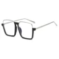 Lunettes de vue carrees oversize avec monture contrastee en metal noir et argente pour femmes. - Monture Noir Argent Verre Transparent C8