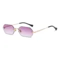 Fashion gradient purple lens rimless sunglasses with chic polygon metal frame for women and men. - Gold Gradient Purple C11