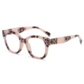 Lunettes anti-lumière bleue carrées vintage pour femme, monture optique écaille rose stylée. - Anti-lumière bleue écaille rose C2