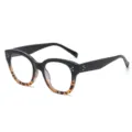 Monture Lunettes De Vue Carrée Dégradée Vintage Anti-Lumière Bleue Avec Trois Points - Noir Écaille Séparé C9