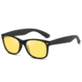 Classic black frame sunglasses with vibrant yellow polarized lenses for men and women driving wear. - Matte Black Frame Yellow Night Vision Lenses C10