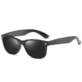 Classic black polarized sunglasses for men and women, stylish retro UV protection sun glasses. - Glossy Black / Grey Lens