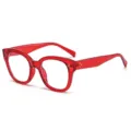 Lunettes anti-lumière bleue rouges à monture épaisse au design carré très tendance. - Anti-lumière bleue monture rouge transparente C4