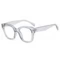 Lunettes anti-lumière bleue carrées transparentes monture optique rétro style. - Anti-lumière bleue monture grise transparente C7