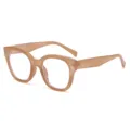 Lunettes de vue rétro à monture épaisse en caramel avec design carré et rivets métalliques. - Anti-lumière bleue café au lait et thé C8