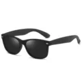 Classic retro polarized sunglasses for men and women, black frame with UV400 protection. - Matte Black Frame Gray Lenses C4