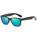 Classic black frame polarized sunglasses with stunning blue green mirrored lenses for driving. - Glossy Black Frame Blue Reflective C3