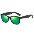 Retro polarized sunglasses for men and women with green mirrored lenses and black frames. - Matte Black Frame Green Mirrored C5