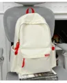 Sac à dos pour femme et étudiant unicolore simple de grande capacité style coréen - Sans pendentif / Blanc