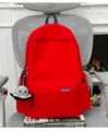 Korean simple solid color large capacity school backpack with octopus pendant for students - With Pendant / Red