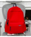 Sac a dos d'ecole en toile rouge pour etudiants, grande capacite sac de livres de loisirs. - Sans pendentif / Rouge