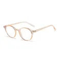 Occhiali tondi marrone chiaro trasparente, montatura ottica leggera ed elegante per uso quotidiano. - Tè Chiaro Trasparente C13