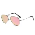 Kinder Metall Piloten Sonnenbrille polarisiert mit rosa Gläsern und schwarzen Bügeln. - Silber Rosa Lila Verspiegelung C17