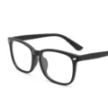 Gafas cuadradas negras clasicas con bloqueo de luz azul y detalles de metal. - Estilo Montura Negro Mate (C4) / +1.50 Dioptría