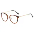 Round Anti Blue Light Glasses Tortoise Gold Metal Frame Optical Eyewear Stylish Frame - Tortoise Gold Plain Lenses C8