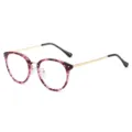 Semi-metal optical glasses frame with stylish tortoise rim and gold temples for daily wear. - Purple Floral Gold Plain Lenses C10