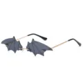 Quirky bat wing rimless sunglasses for men and women, cool vampire style street wear sun glasses. - Gold Frame Black Lens