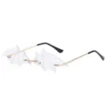 Gothic bat wing rimless sunglasses for men and women, unique vampire fashion eyewear. - Gold Frame Clear Lens