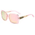 Lunettes de soleil roses grand cadre pour femme avec strass et branches en metal elegantes. - Monture rose transparent verres miroir rose C3