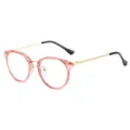 Pink half-metal frame anti-blue light glasses, stylish TR90 clear optical prescription eyewear. - Transparent Pink Gold Plain Lenses C9