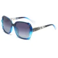 Lunettes de soleil polarisées pour femme en dégradé bleu avec branches ornées de strass. - Monture bleue transparente avec verres dégradés gris C5